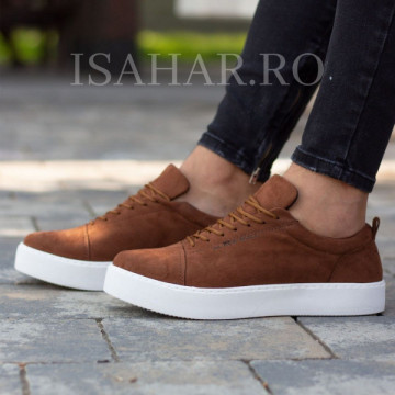 Pantofi sport barbati, maro, talpa neagra, model special, casual, ISAHAR