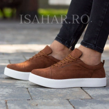 Pantofi sport barbati, maro, talpa neagra, model special, casual, ISAHAR