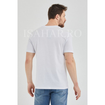 Tricou barbati, alb, model casual BREEZY, material premium , ISAHAR - Img 6