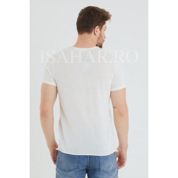Tricou barbati BREEZY, alb, casual, din materiale premium, ISAHAR - Img 3