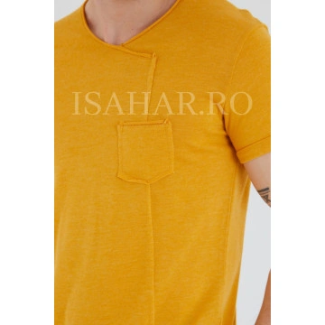 Tricou barbati elegant, culoare mustar, BREEZY, material premium , ISAHAR - Img 7