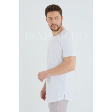 Tricou barbati simplu, alb, BREEZY, material premium , ISAHAR - Img 5