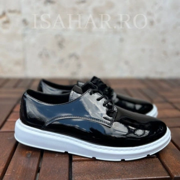 Mocasini barbat lacuiti, talpa alba, casual, usori si cusuti, ISAHAR - Img 3