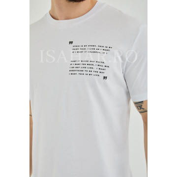Tricou barbati, alb, model casual BREEZY, material premium , ISAHAR - Img 7