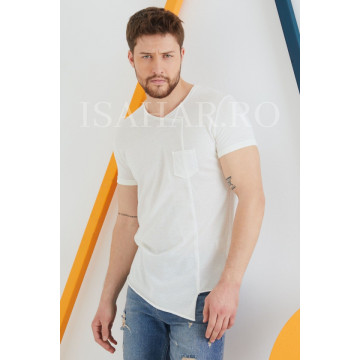 Tricou barbati BREEZY, alb, casual, din materiale premium, ISAHAR - Img 4