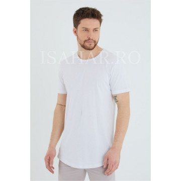 Tricou barbati simplu, alb, BREEZY, material premium , ISAHAR - Img 6