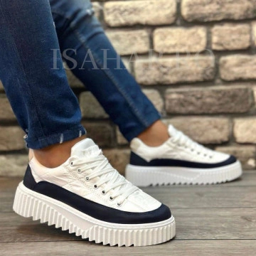 Adidasi barbati, albi, model Napoli, casual, ISAHAR - Img 2