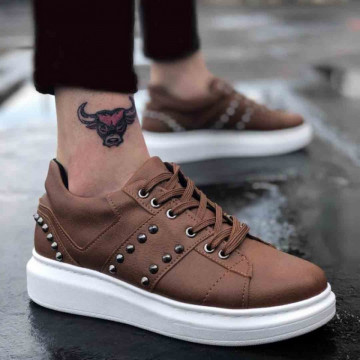 Pantofi sport barbati maro, cu aplicatii metalice, talpa din spuma, model premium, Isahar