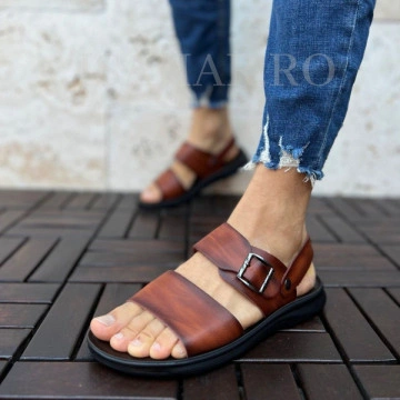 Sandale barbati, maro, cameleon, casuaI, SAHAR - Img 3
