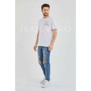 Tricou barbati, alb, model casual BREEZY, material premium , ISAHAR - Img 8