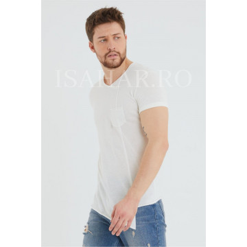 Tricou barbati BREEZY, alb, casual, din materiale premium, ISAHAR - Img 5