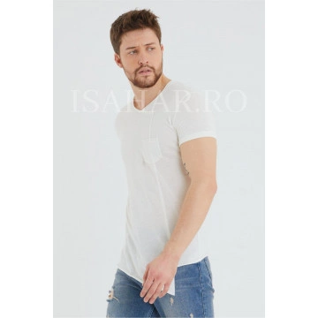 Tricou barbati BREEZY, alb, casual, din materiale premium, ISAHAR - Img 5