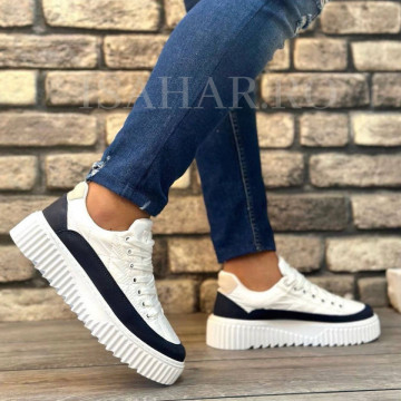 Adidasi barbati, albi, model Napoli, casual, ISAHAR - Img 3