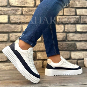 Adidasi barbati, albi, model Napoli, casual, ISAHAR - Img 3