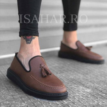 Mocasini barbati, maro cu talpa neagra, model pentru evenimente speciale, ISAHAR - Img 2