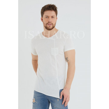 Tricou barbati BREEZY, alb, casual, din materiale premium, ISAHAR - Img 6