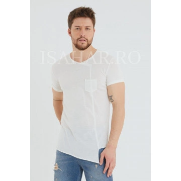 Tricou barbati BREEZY, alb, casual, din materiale premium, ISAHAR - Img 6