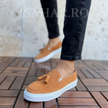 Mocasini barbati, 100% piele naturala intoarsa, un model elegant, ISAHAR - Img 3