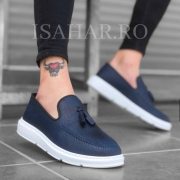 Mocasini barbati, mode casual albastru, ISAHAR
