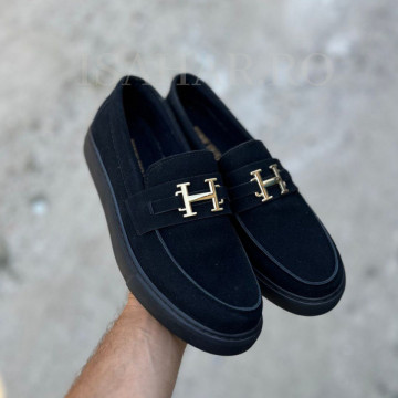 Mocasini barbati, negri, un model special, casual, Isahar - Img 2
