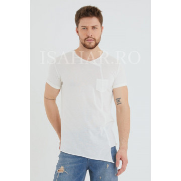 Tricou barbati BREEZY, alb, casual, din materiale premium, ISAHAR - Img 7
