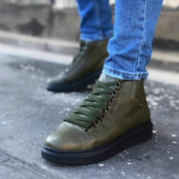 Ghete barbati, kaki, talpa cusuta, un super model NOU, premium, Isahar - Img 1