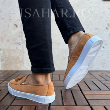 Mocasini barbati, 100% piele naturala intoarsa, un model elegant, ISAHAR - Img 4