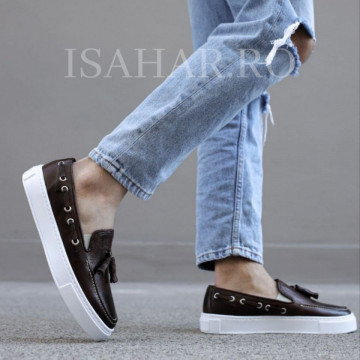 Mocasini barbati, piele naturala 100%, cu talpa cusuta, ISAHAR - Img 6