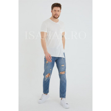 Tricou barbati BREEZY, alb, casual, din materiale premium, ISAHAR - Img 8