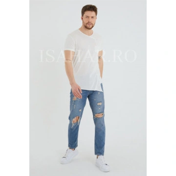 Tricou barbati BREEZY, alb, casual, din materiale premium, ISAHAR - Img 8