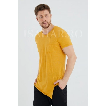 Tricou barbati elegant, culoare mustar, BREEZY, material premium , ISAHAR