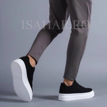Adidasi barbati, negri, model Siena, casual, ISAHAR - Img 2