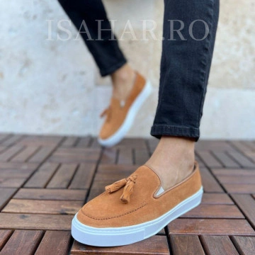 Mocasini barbati, 100% piele naturala intoarsa, un model elegant, ISAHAR