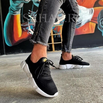 Pantofi sport negri, casual, cu talpa alba, foarte usori, ISAHAR