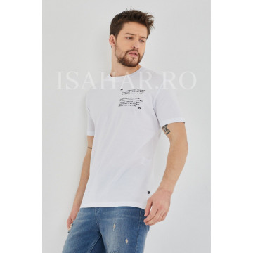 Tricou barbati, alb, model casual BREEZY, material premium , ISAHAR - Img 2