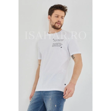 Tricou barbati, alb, model casual BREEZY, material premium , ISAHAR - Img 2