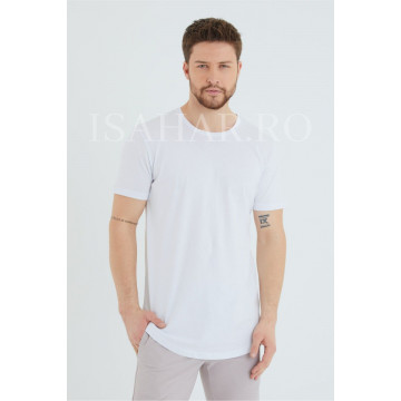 Tricou barbati simplu, alb, BREEZY, material premium , ISAHAR