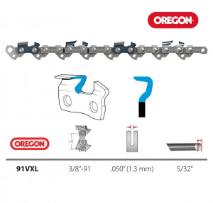 Lant drujba Oregon 16"(40cm), 28 dinti, pas 3/8, canal 1.3mm 91VXL - Img 2