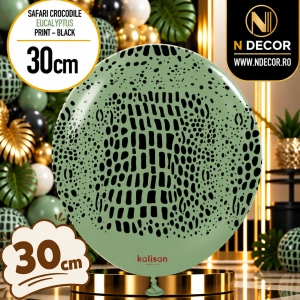 Baloane latex 30cm Safari Crocodile - Eucalyptus Print - Black