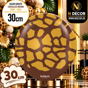 Baloane latex 30cm Safari Giraffe - Chocolate BrownPrint Colour - Gold