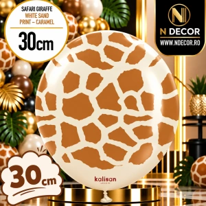 Baloane latex 30cm Safari Giraffe - White Sand Print Colour - Caramel