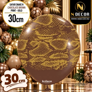 Baloane latex 30cm Safari Snake N - Chocolate Brown Print - Gold