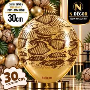 Baloane latex 30cm Safari Snake N - Mirror Gold Print Colour - Dark Brown