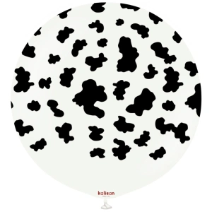 Balon latex jumbo 60cm Safari Cow - White Print - Black - Img 2