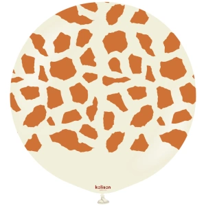 Balon latex jumbo 60cm Safari Giraffe - White Sand Print - Caramel - Img 2