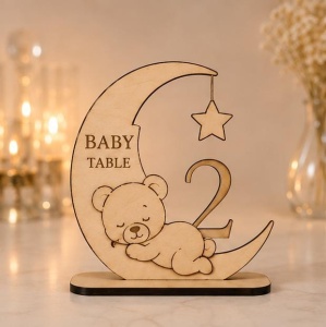 Numere de masă Baby Moon – Placaj Natur | 15 cm / 20 cm