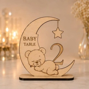 Numere de masă Baby Moon – Placaj Natur | 15 cm / 20 cm