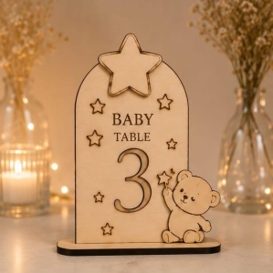 Numere de masă Baby Star – Placaj Natur | 15 cm / 20 cm - Img 3