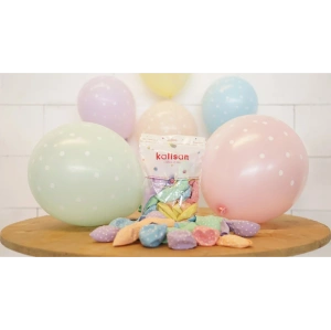 SET 25 Baloane Latex 30cm Macaron asortat cu buline albe - Img 3