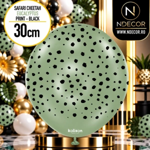 Baloane latex 30cm Safari Cheetah - Eucalyptus Print - Black